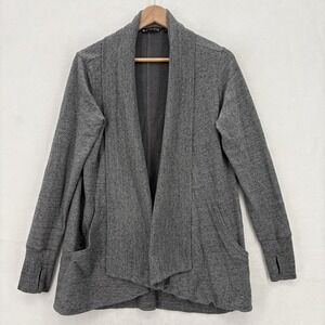 Athleta Pranayama Restore Wrap Cardigan Womens Medium Gray Open Front Pockets